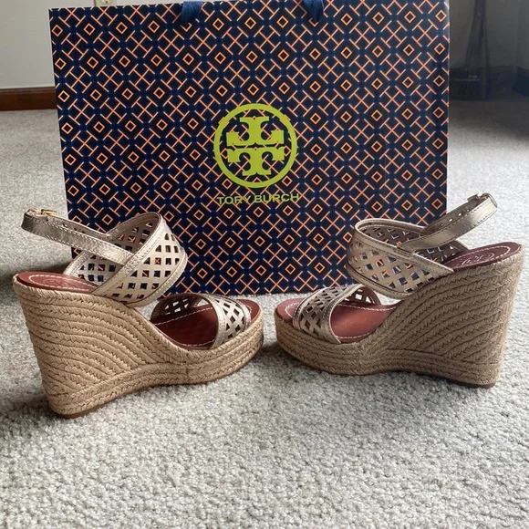 TORY BURCH Leather Printed Espadrille Sandals - Picture 6 of 10